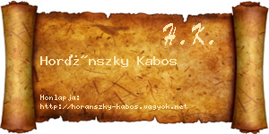 Horánszky Kabos névjegykártya